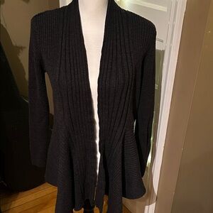 Dana Buchman Charcoal Ribbed Cardigan